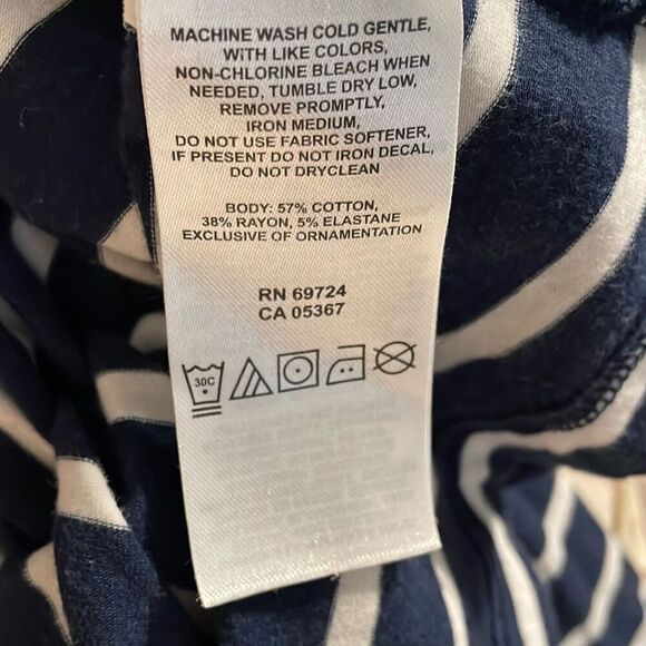 COLUMBIA Blue White Striped Nautical Drawstring Waist Omni Wick Shirt Dress Sz X - Picture 8 of 8